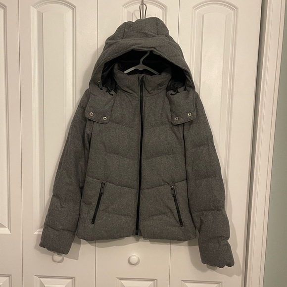 Gap Women’s Grey Wool Shell Down Puffer Hooded Coat - Picture 3 of 6